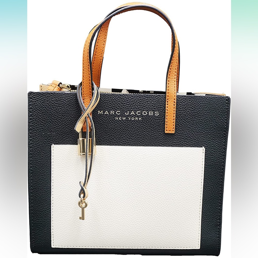 Marc Jacobs Smoked Almond/Gold Hardware Grind Colorblocked Tote EUC